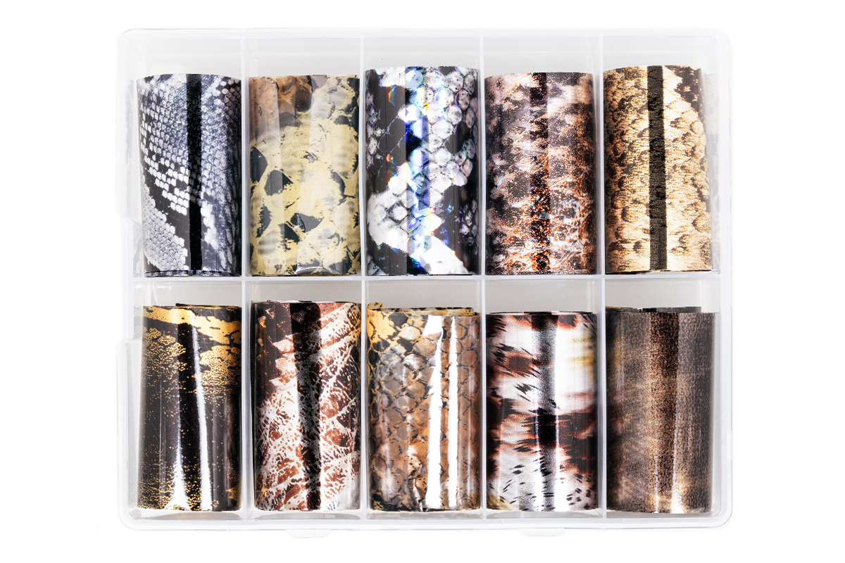 Jolifin Transfer-Nagelfolien Box - Chrome Animalprint Mix
