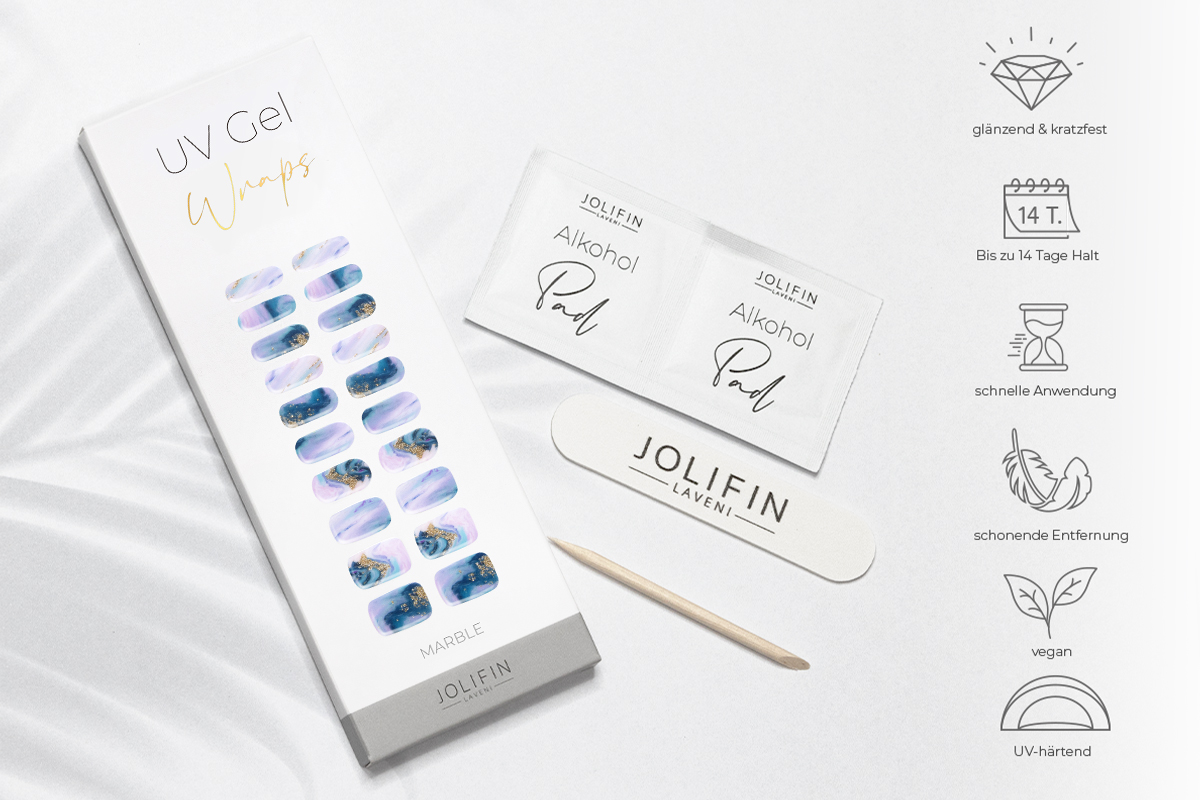 Jolifin LAVENI UV Gel-Wraps - marble
