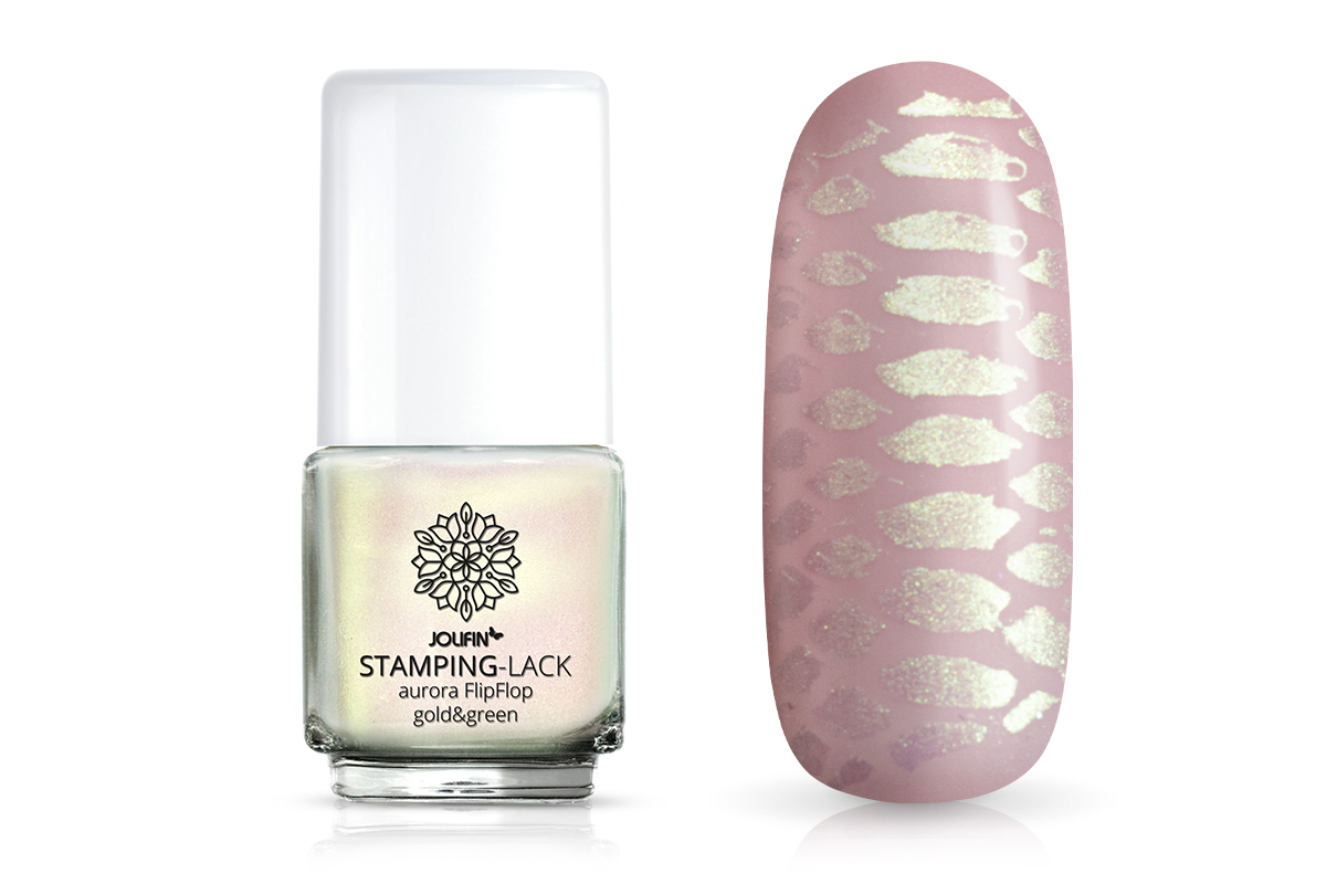 Jolifin Stamping-Lack - aurora FlipFlop gold & green 12ml