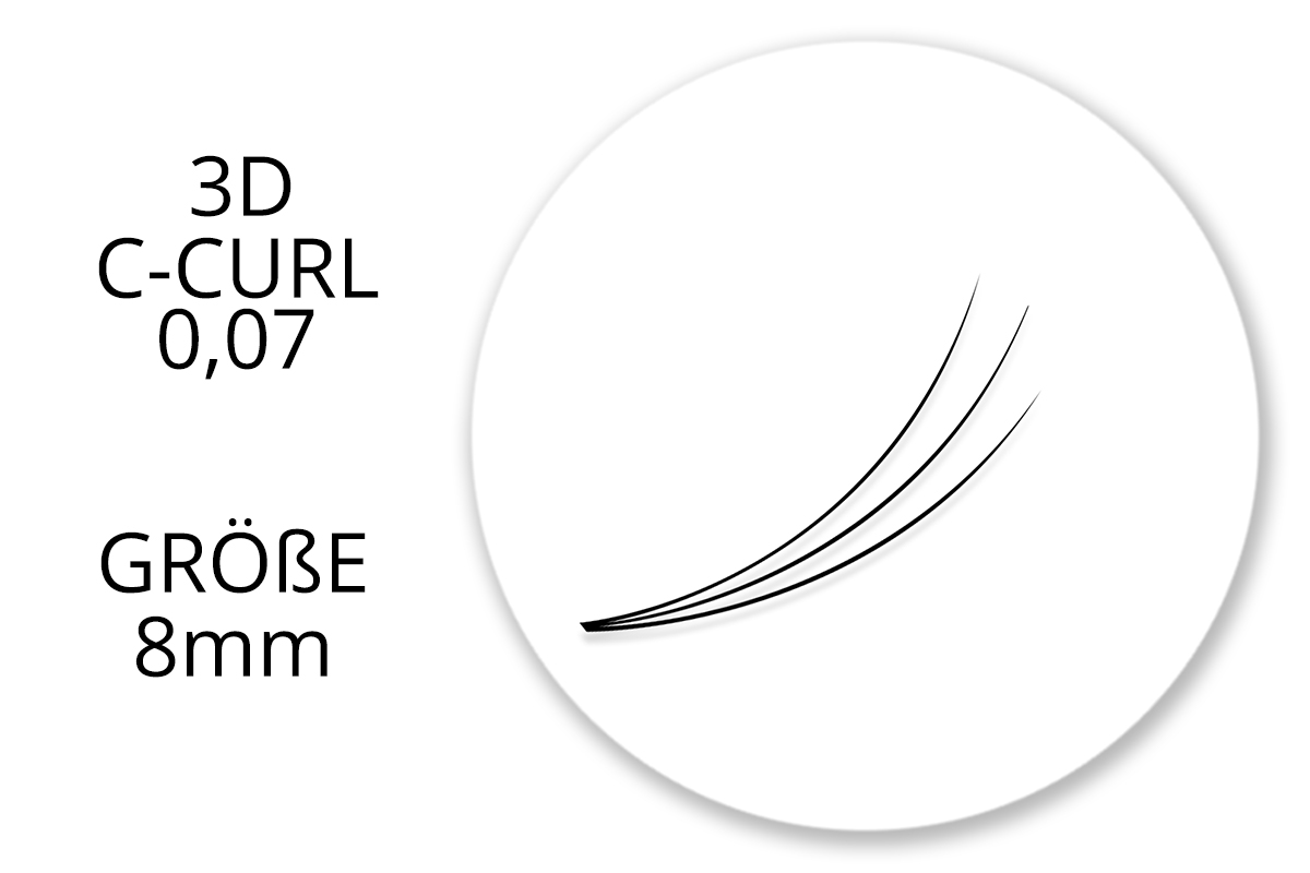 SingleBox 8mm - 3D Wimpernfächer C-Curl 0,07