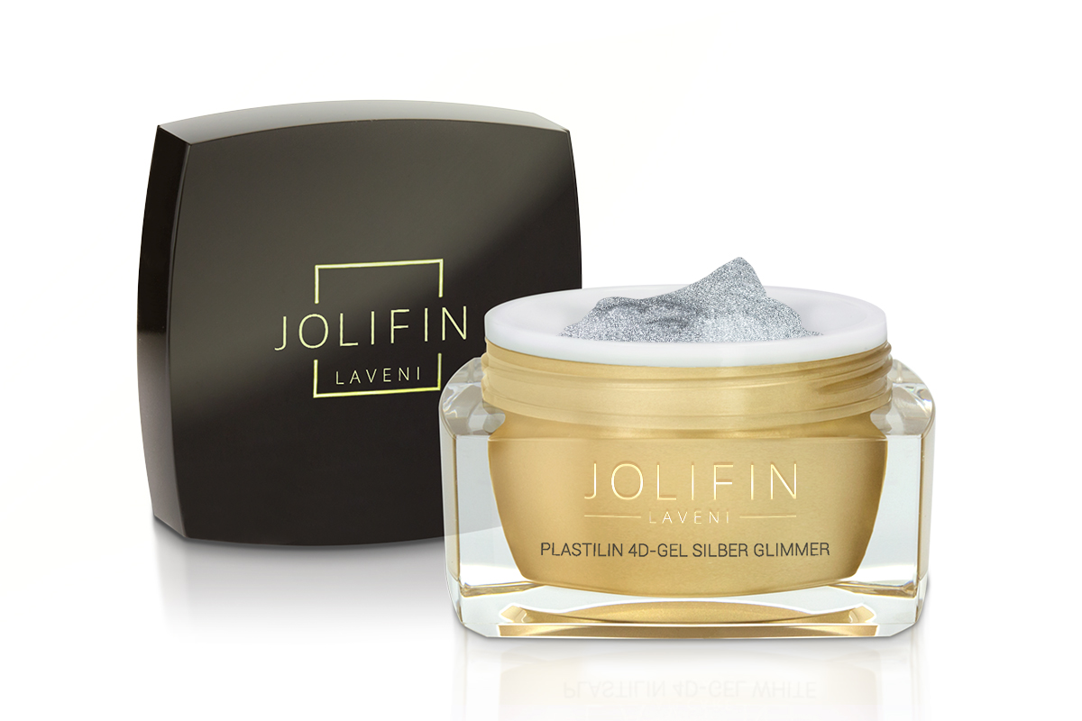 Jolifin LAVENI Plastilin 4D Gel - silber Glimmer 5ml