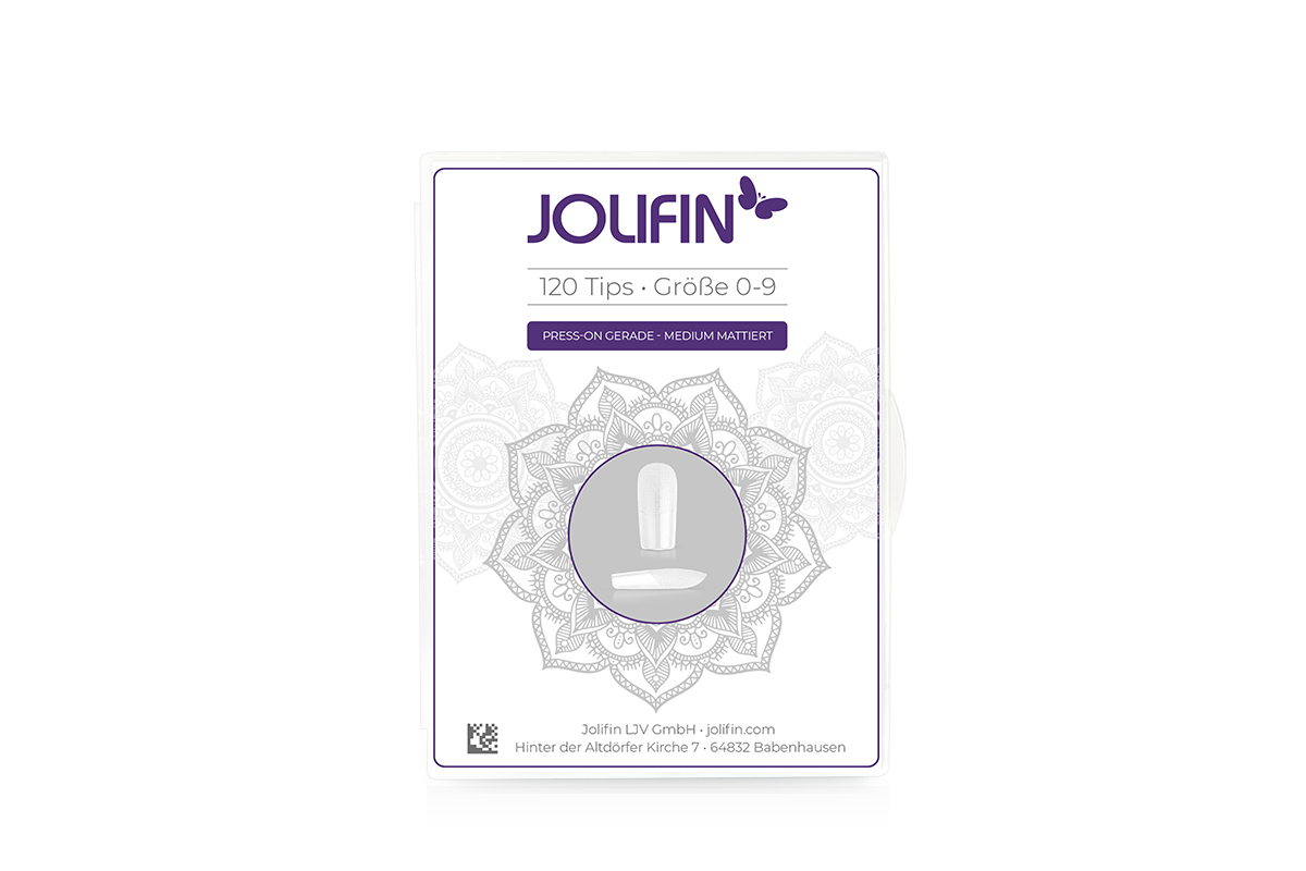 Jolifin 120er Tipbox Press-On Gerade - medium mattiert