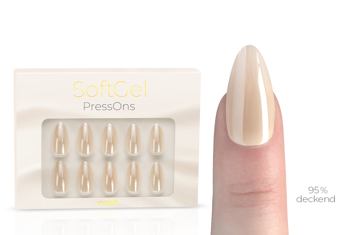Jolifin SoftGel PressOns - medium almond - white pearl