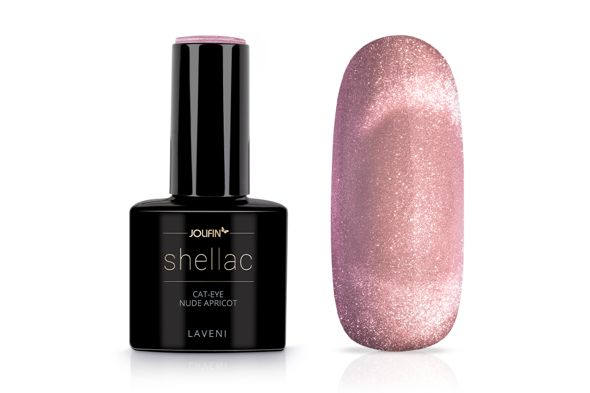 Jolifin LAVENI Shellac - Cat-Eye nude apricot 10ml