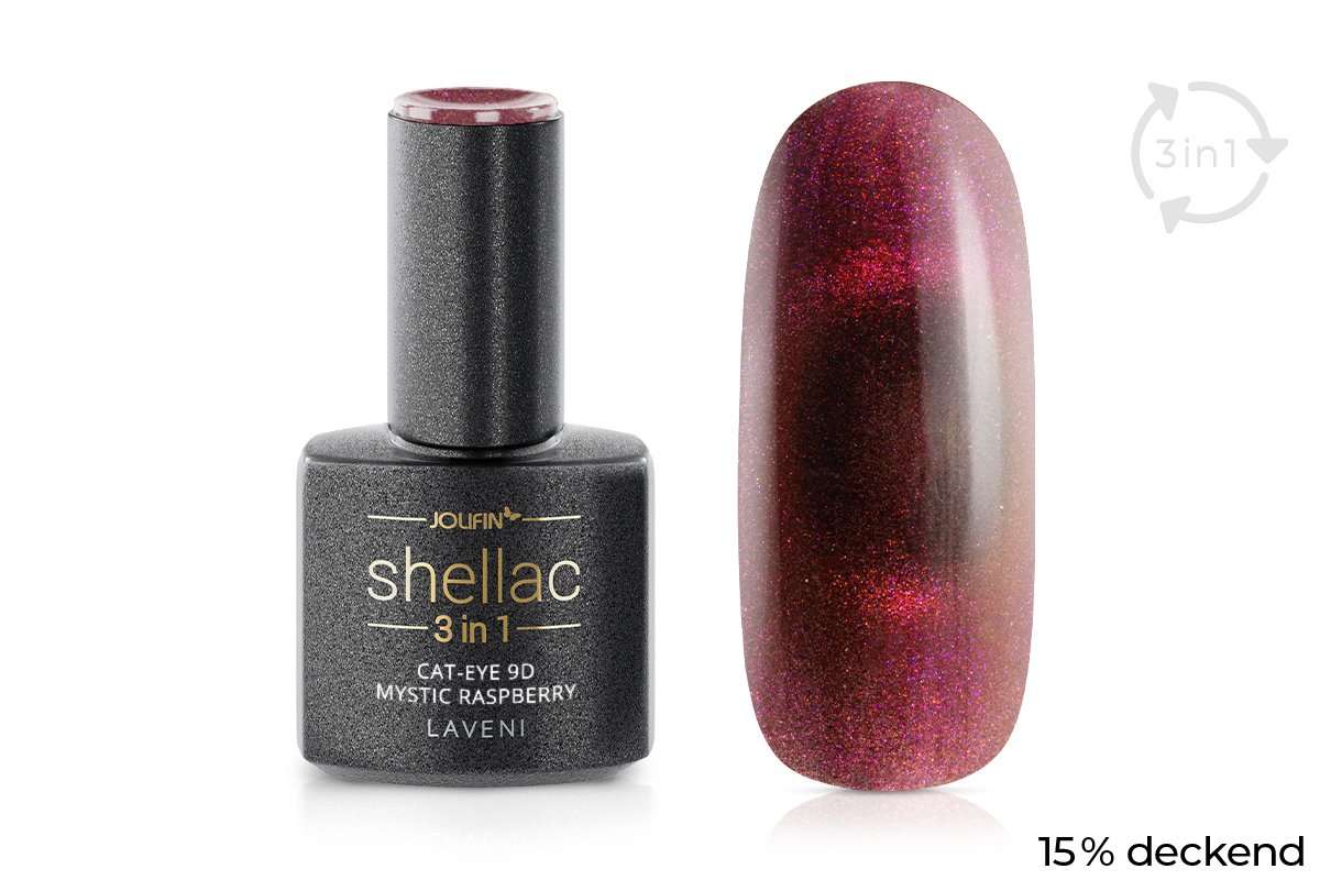 Jolifin LAVENI 3in1 Shellac - Cat-Eye 9D mystic raspberry 10ml
