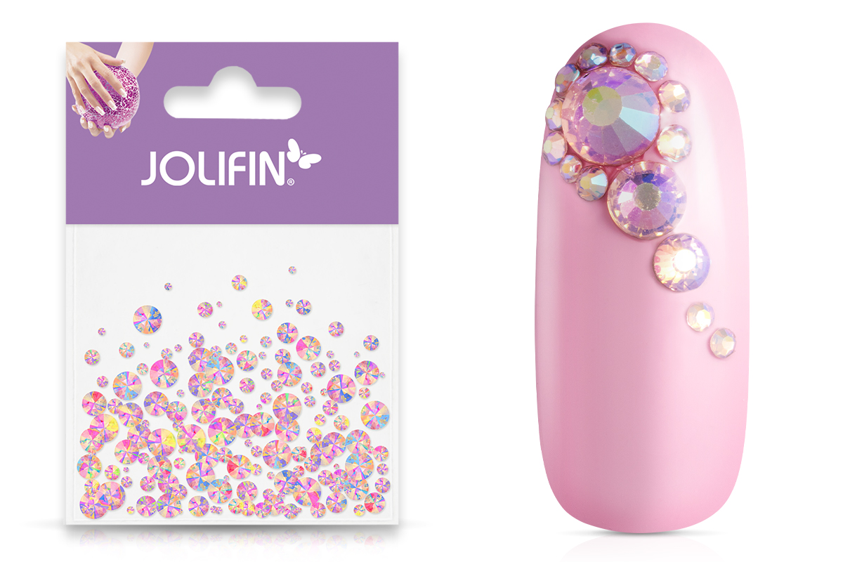 Jolifin Strasssteine 500 Stk - rosy irisierend Mix