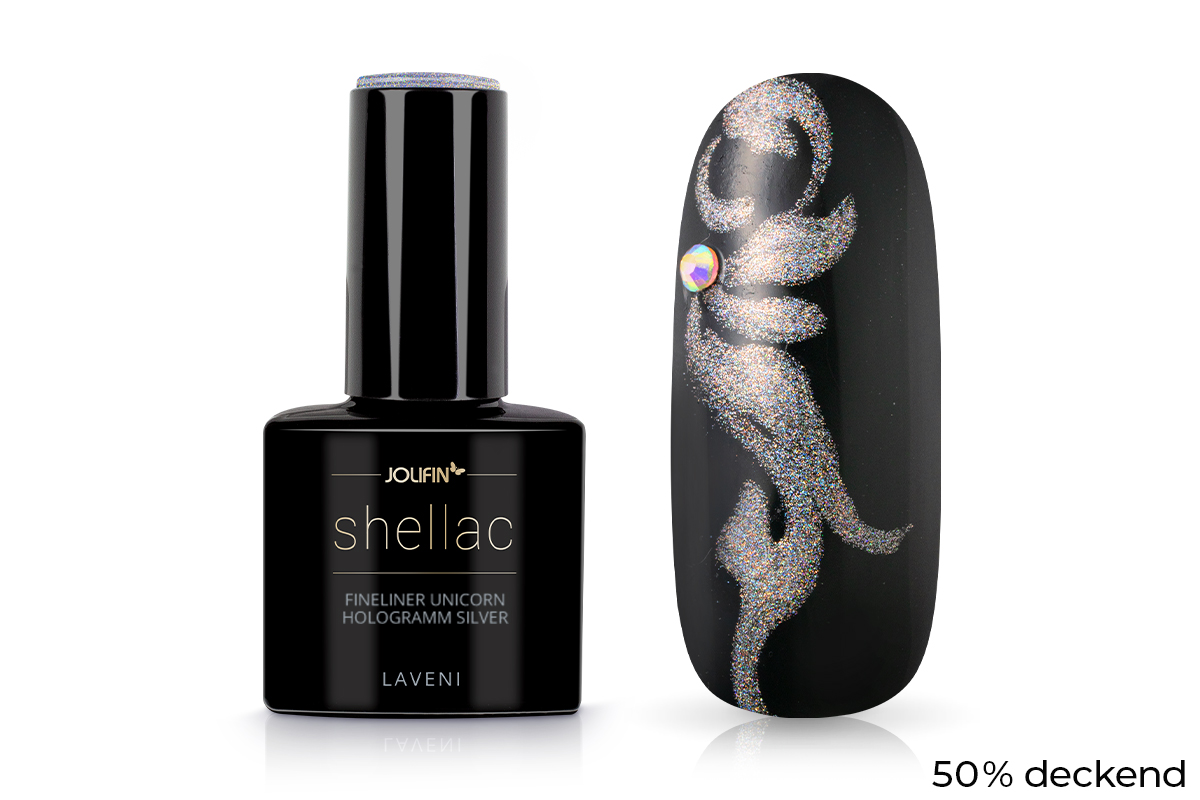 Jolifin LAVENI Shellac Fineliner - unicorn hologramm silver 10ml