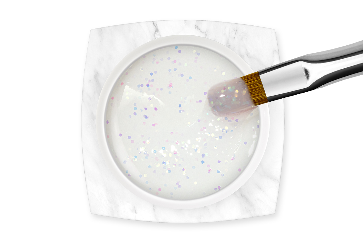 Jolifin LAVENI PRO - Fiberglas-Gel milky white Glitter 30ml