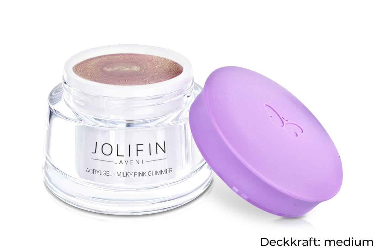 Jolifin LAVENI AcrylGel - milky pink Glimmer 15ml