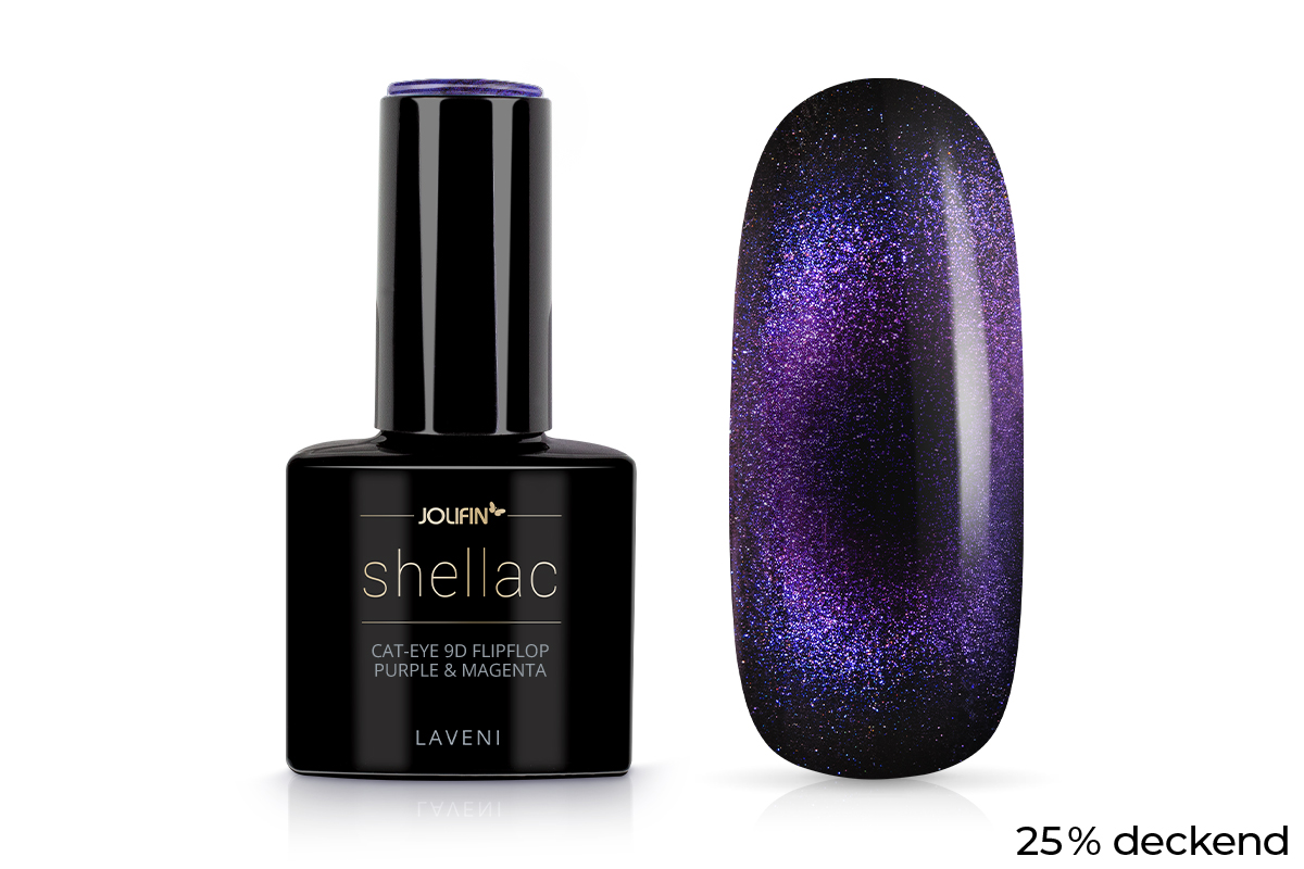 Jolifin LAVENI Shellac - Cat-Eye 9D FlipFlop purple & magenta 10ml