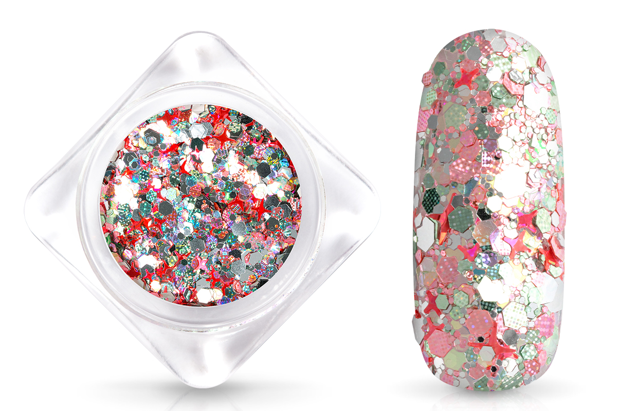 Jolifin Glitter Stars - silver & rosy