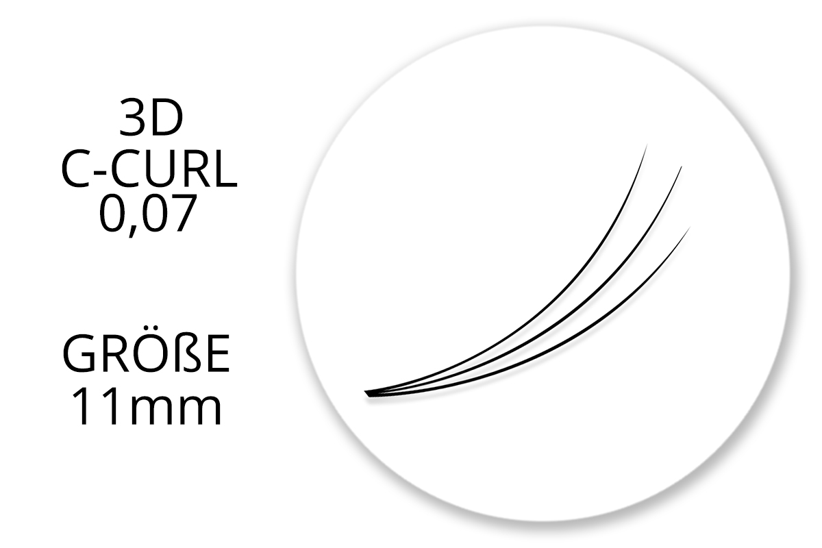 SingleBox 11mm - 3D Wimpernfächer C-Curl 0,07