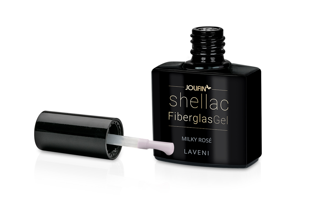 Jolifin LAVENI Shellac FiberglasGel - milky rosé 10ml