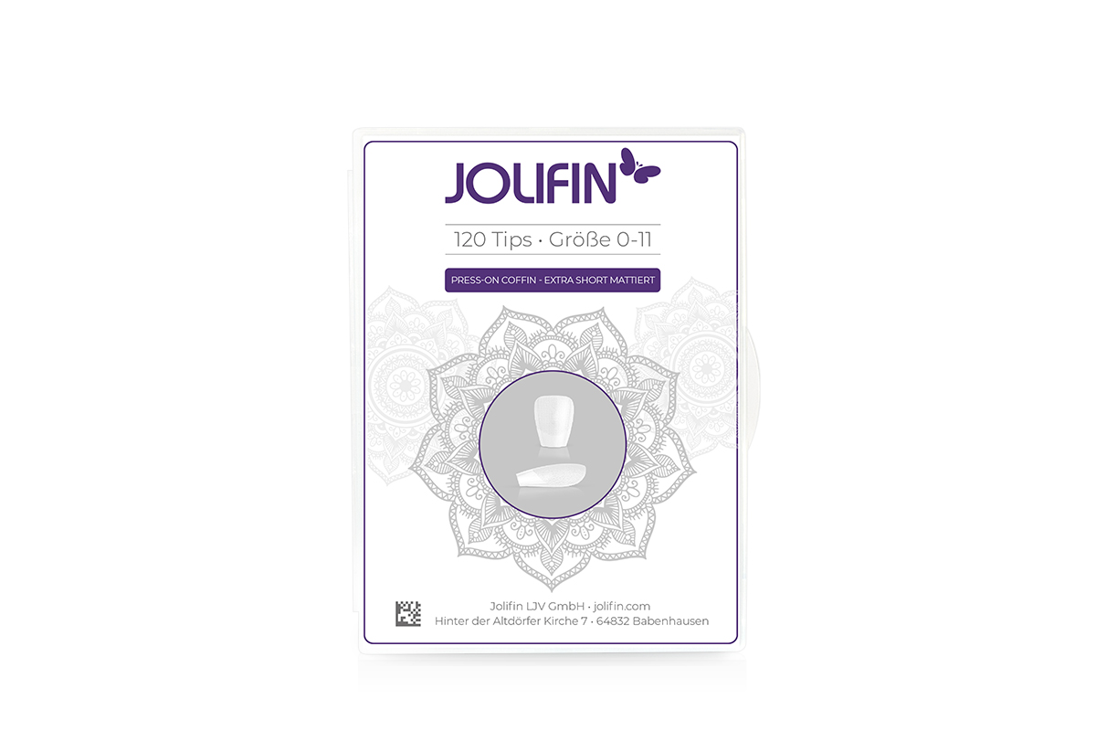 Jolifin 120 tip box Press-On Coffin - extra short matt finish