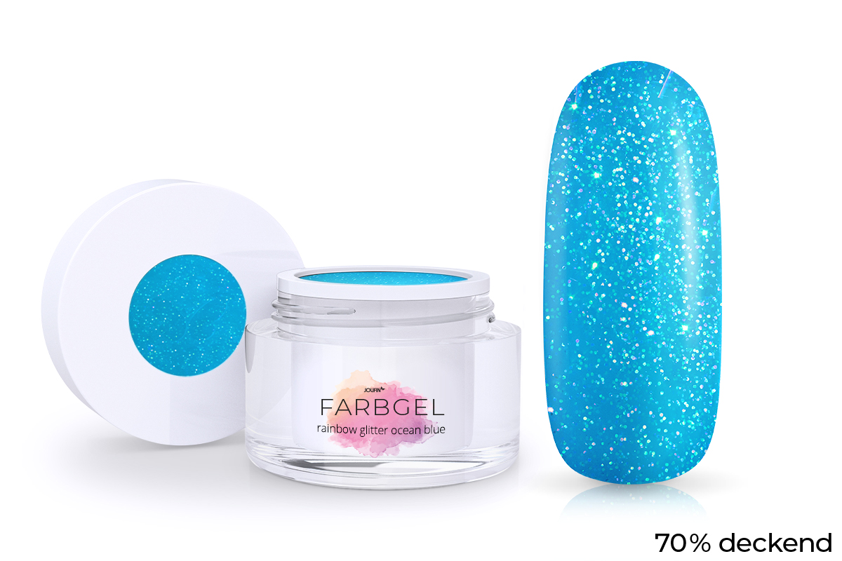 Jolifin Farbgel rainbow Glitter ocean blue 5ml