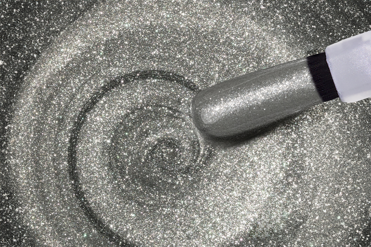 Jolifin LAVENI Shellac PeelOff - Cat-Eye 9D silver & grey 10ml