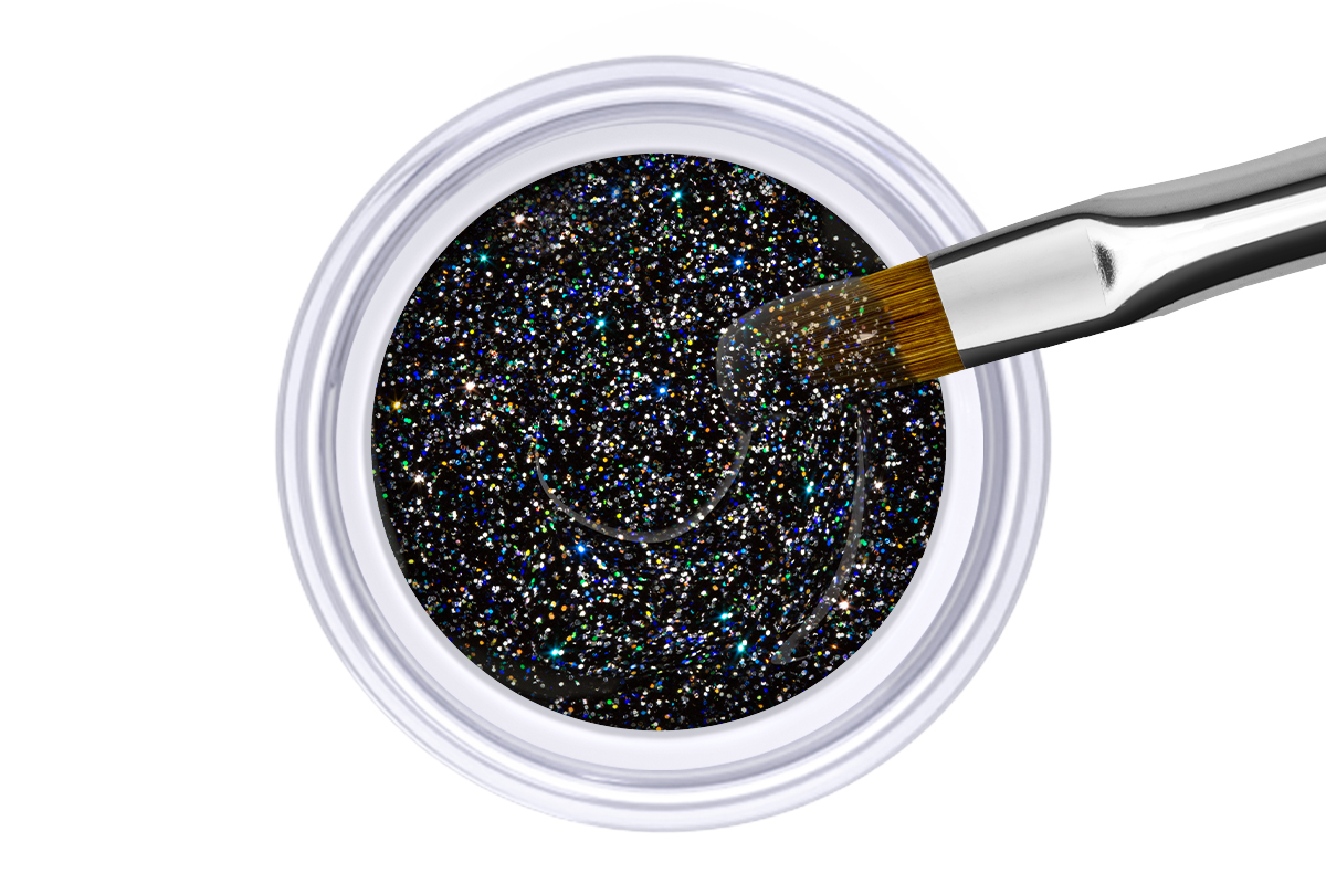 Jolifin colour gel silver-black glitter 5ml