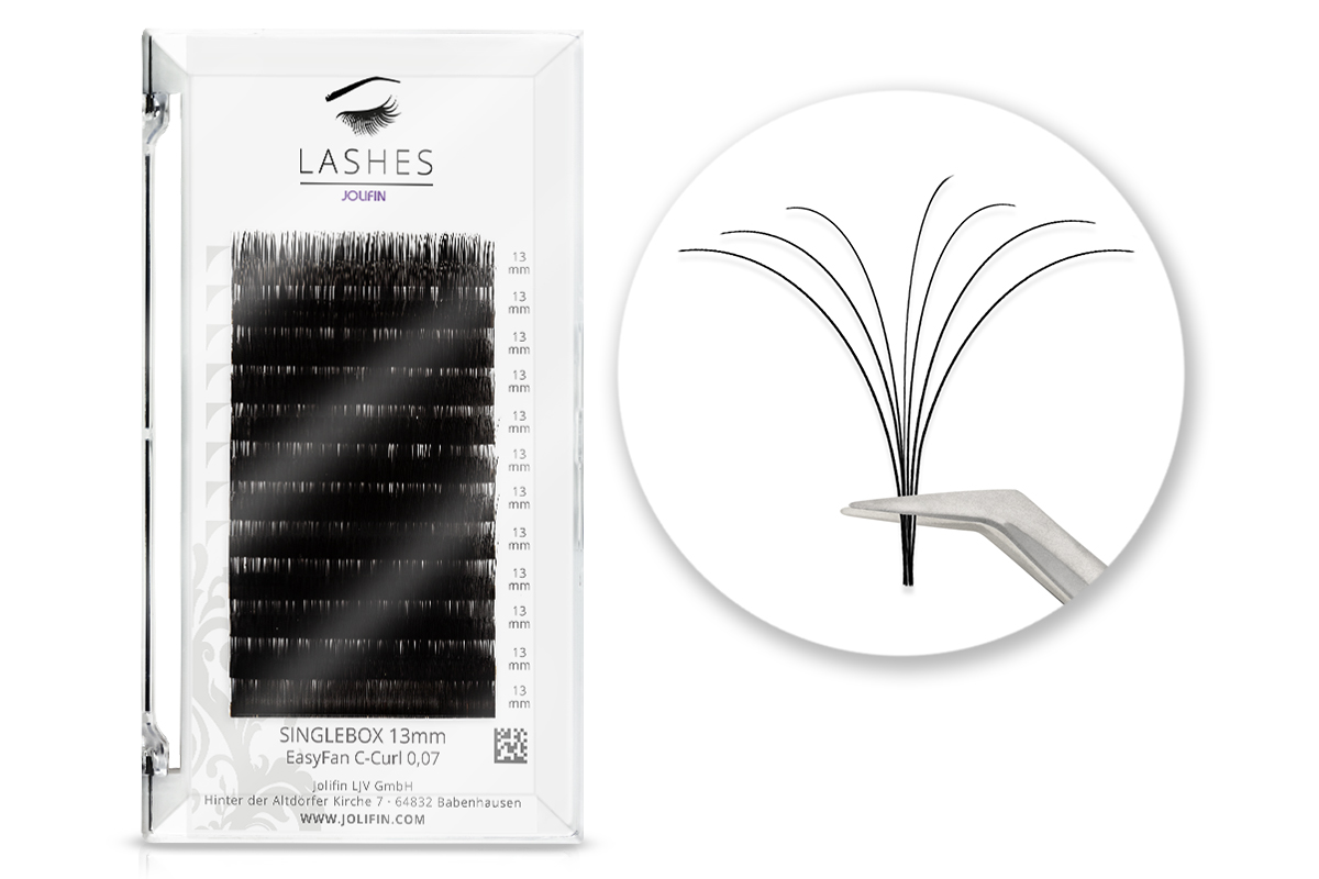 Jolifin Lashes - EasyFan - SingleBox 13mm C-Curl 0,07 