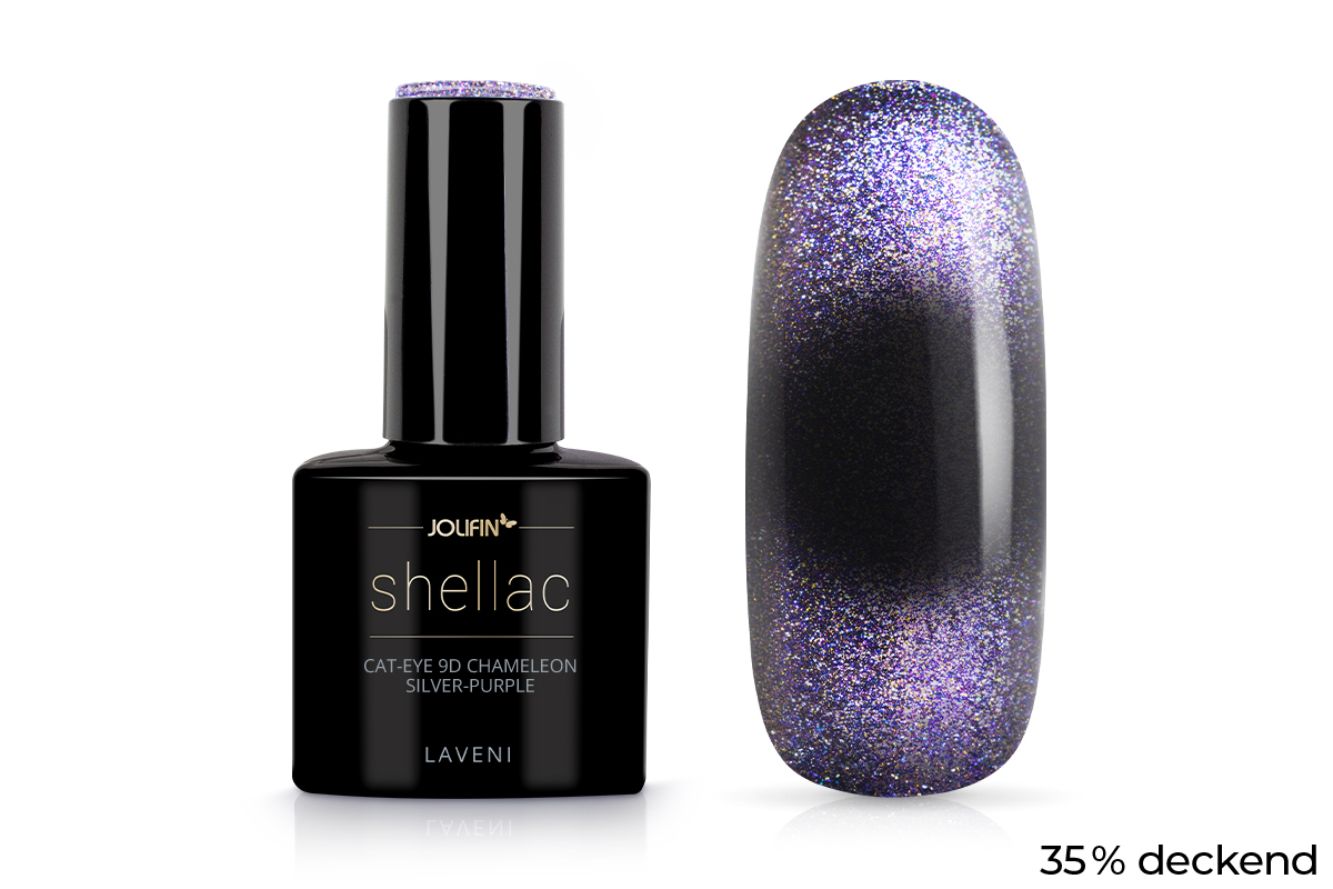 Jolifin LAVENI Shellac - Cat-Eye 9D chameleon silver-purple 10ml