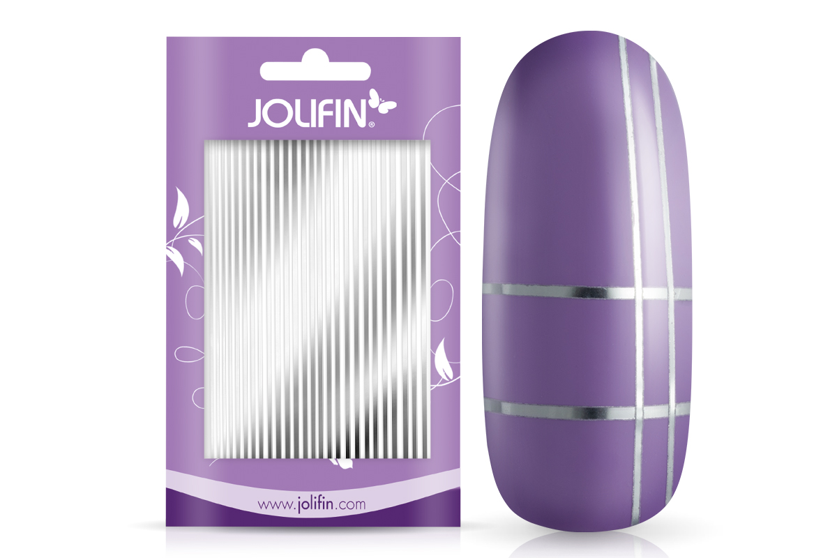 Jolifin Metallic Sticker - Stripes silver chrome