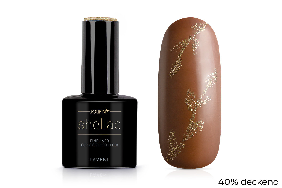 Jolifin LAVENI Shellac Fineliner - cozy gold Glitter 10ml