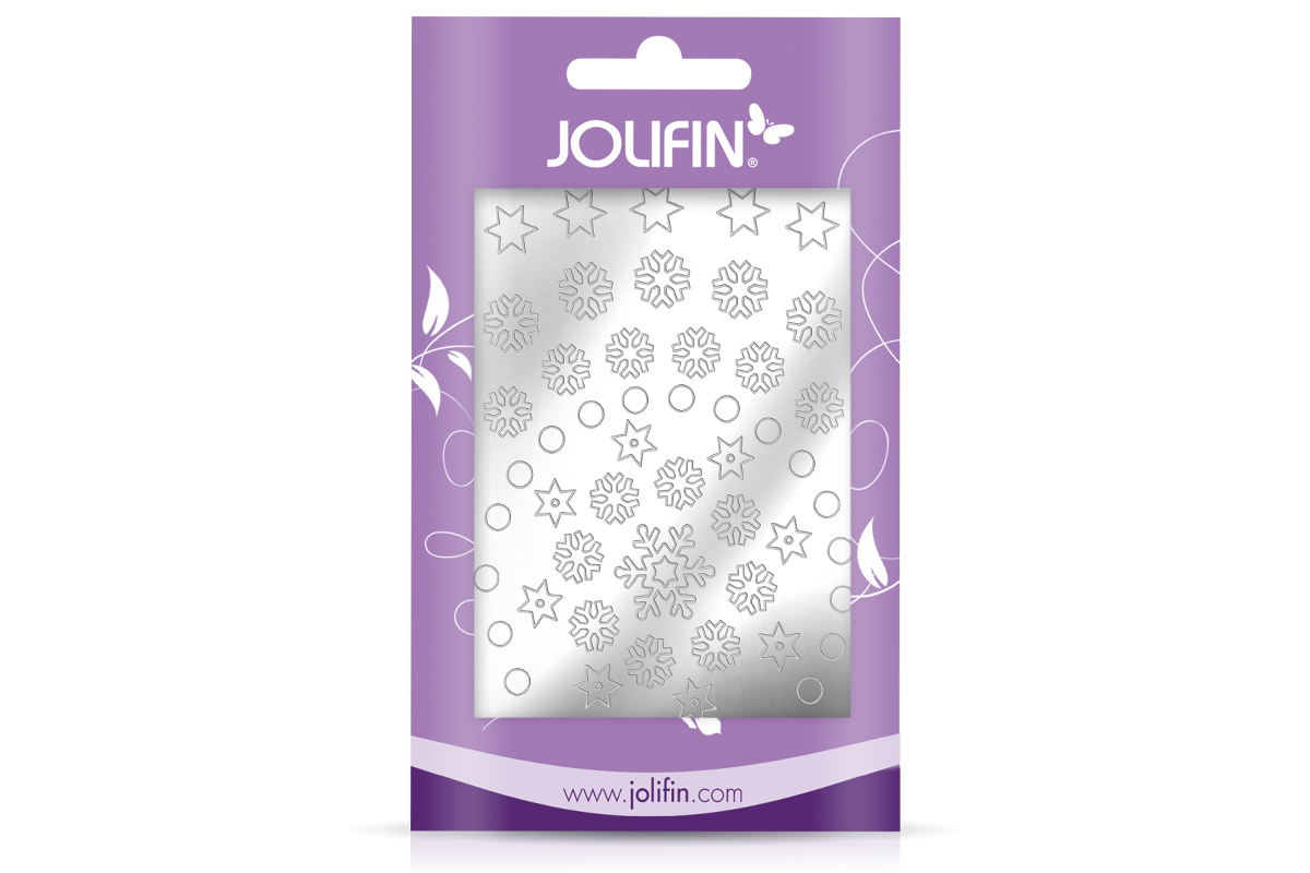 Jolifin Metallic Sticker - Snowflakes silver chrome