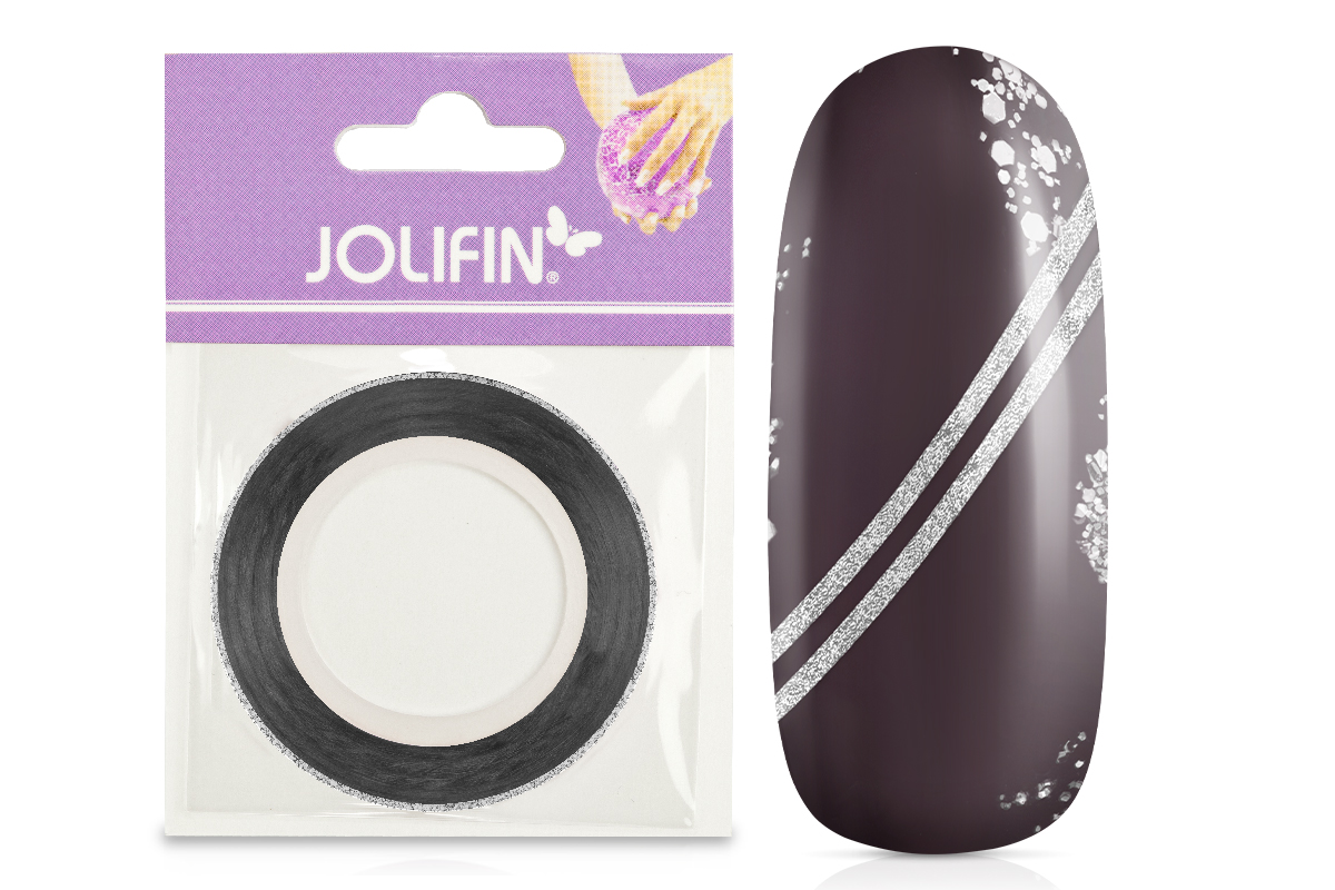 Jolifin Glitter Pinstripes silber 1mm