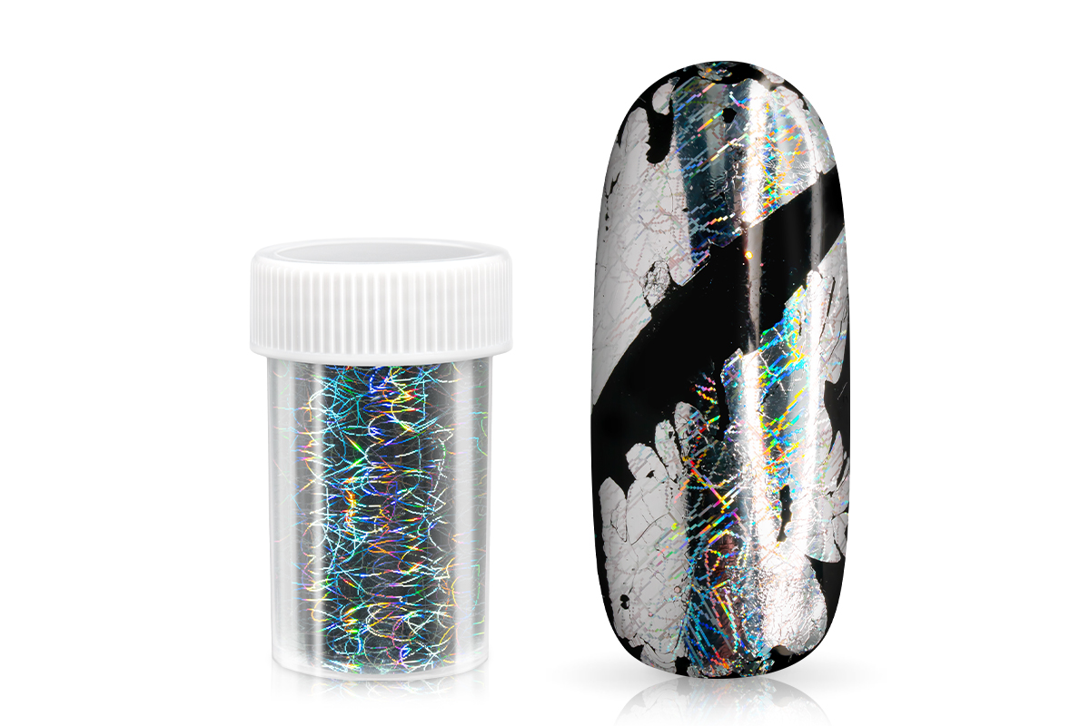 Jolifin Transfer Nagelfolie XL - hologramm silver disco