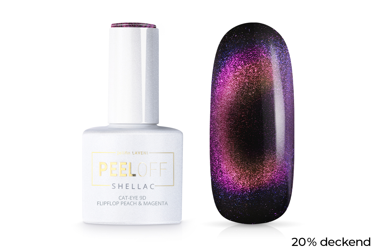 Jolifin LAVENI Shellac PeelOff - Cat-Eye 9D FlipFlop peach & magenta 10ml