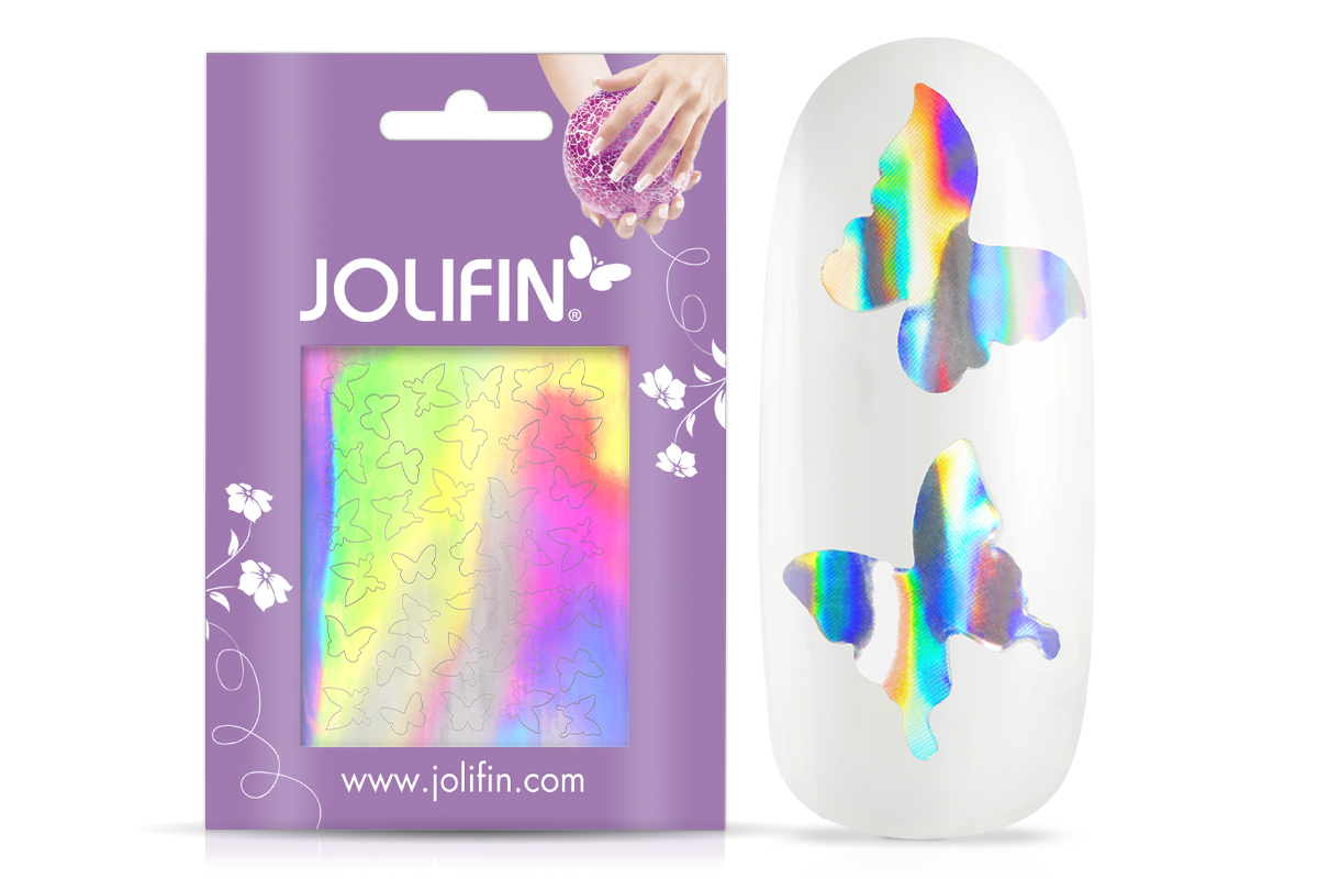 Jolifin Aurora Sticker - Butterfly silver rainbow