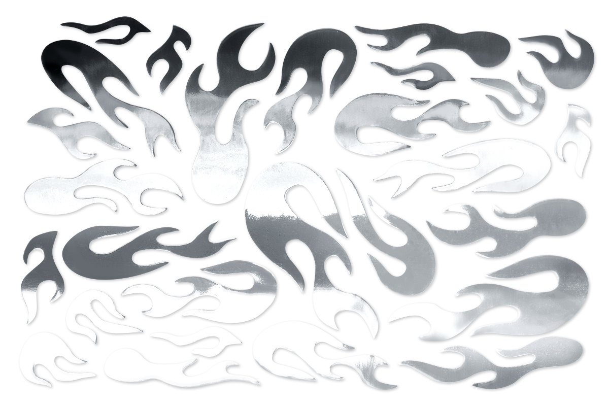 Jolifin Metallic Sticker - Flame silver chrome