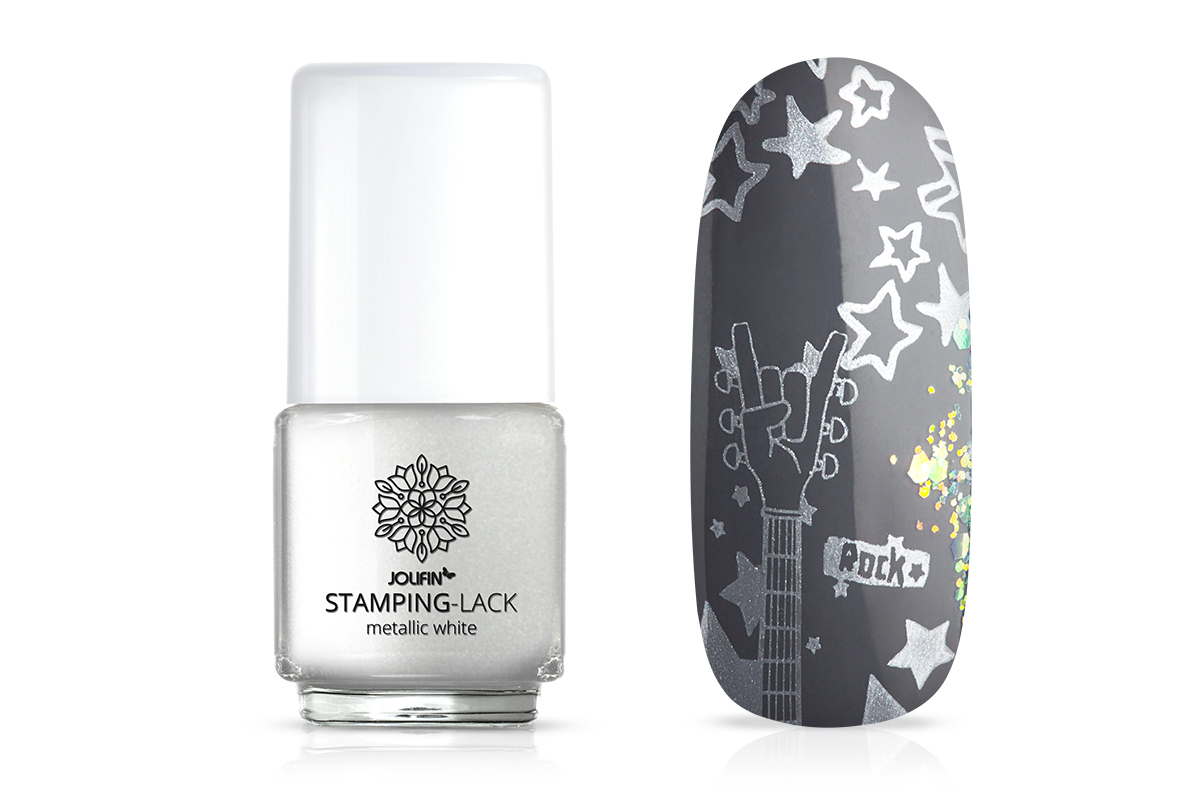 Jolifin Stamping-Lack - metallic white 12ml