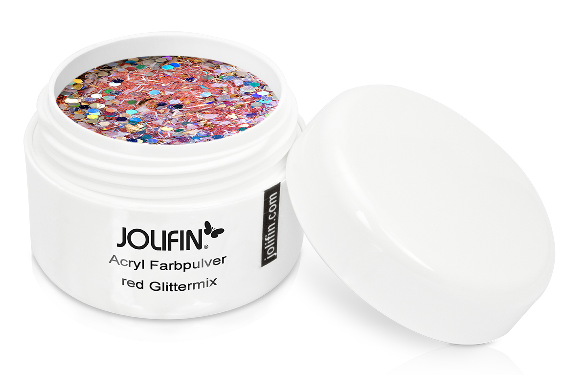 Jolifin Acryl Farbpulver - Red Glittermix 5g