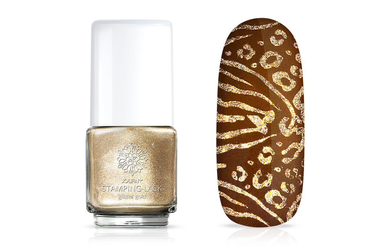 Jolifin Stamping-Lack glitzer gold 12ml