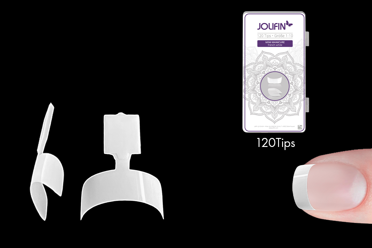 Jolifin 120 tip box mini manicure - french-white