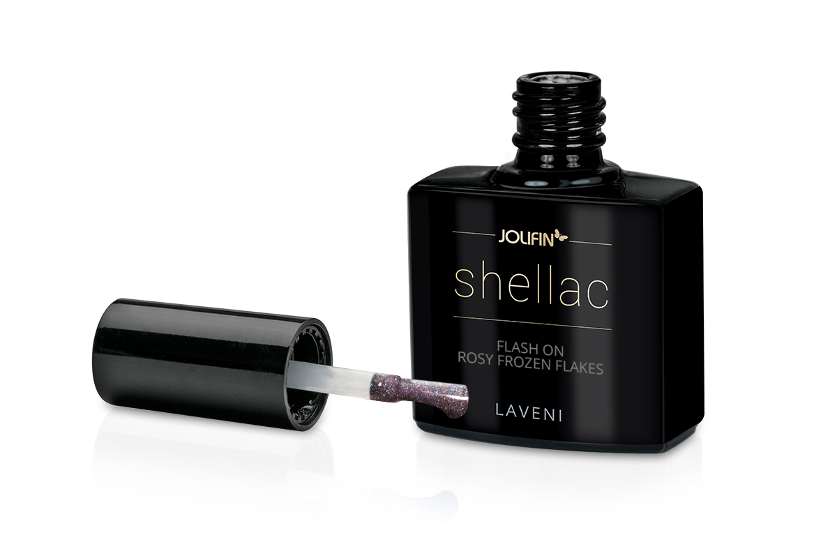  Jolifin LAVENI Shellac - FlashOn rosy frozen Flakes 10ml