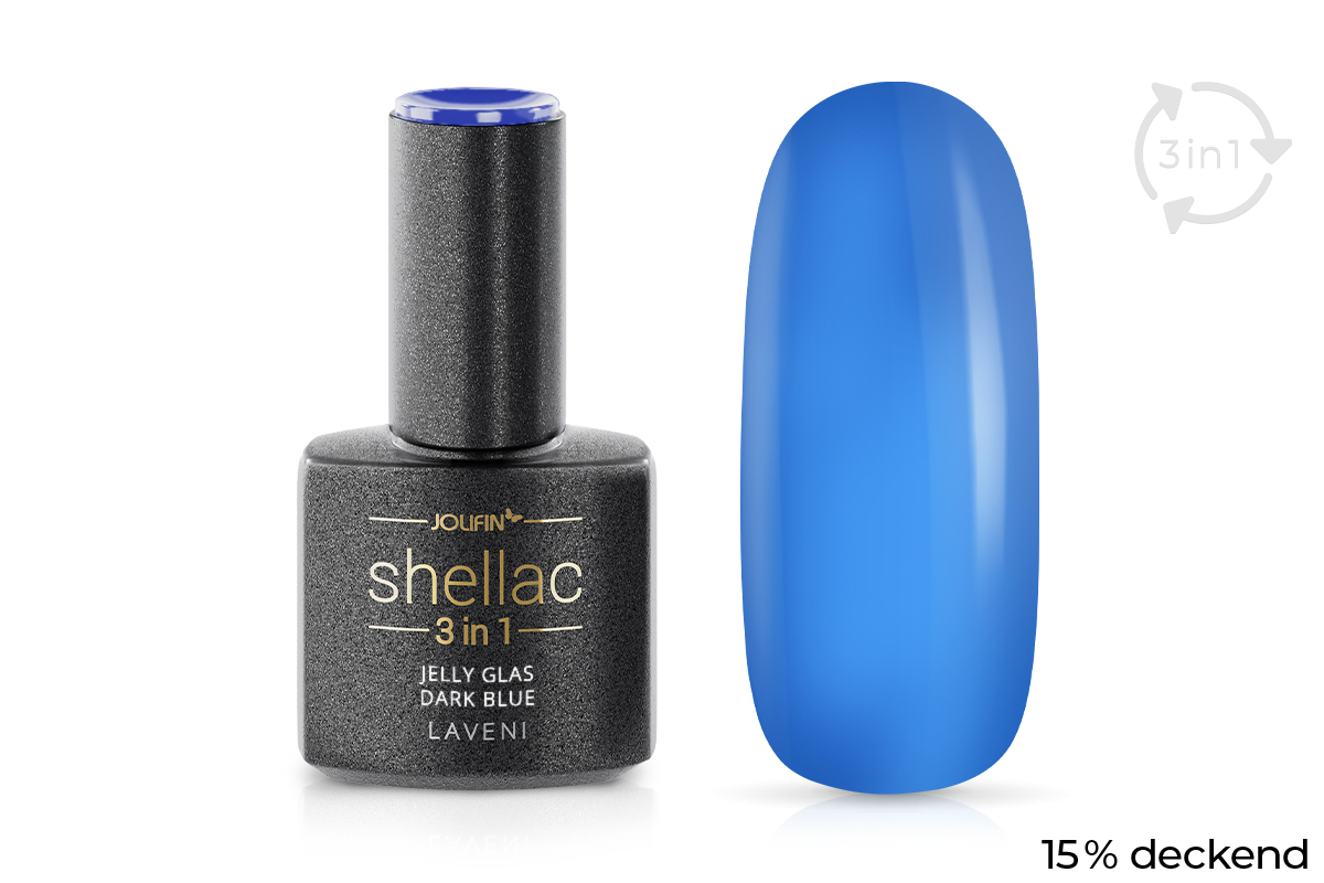 Jolifin LAVENI 3in1 Shellac - Jelly Glas dark blue 10ml