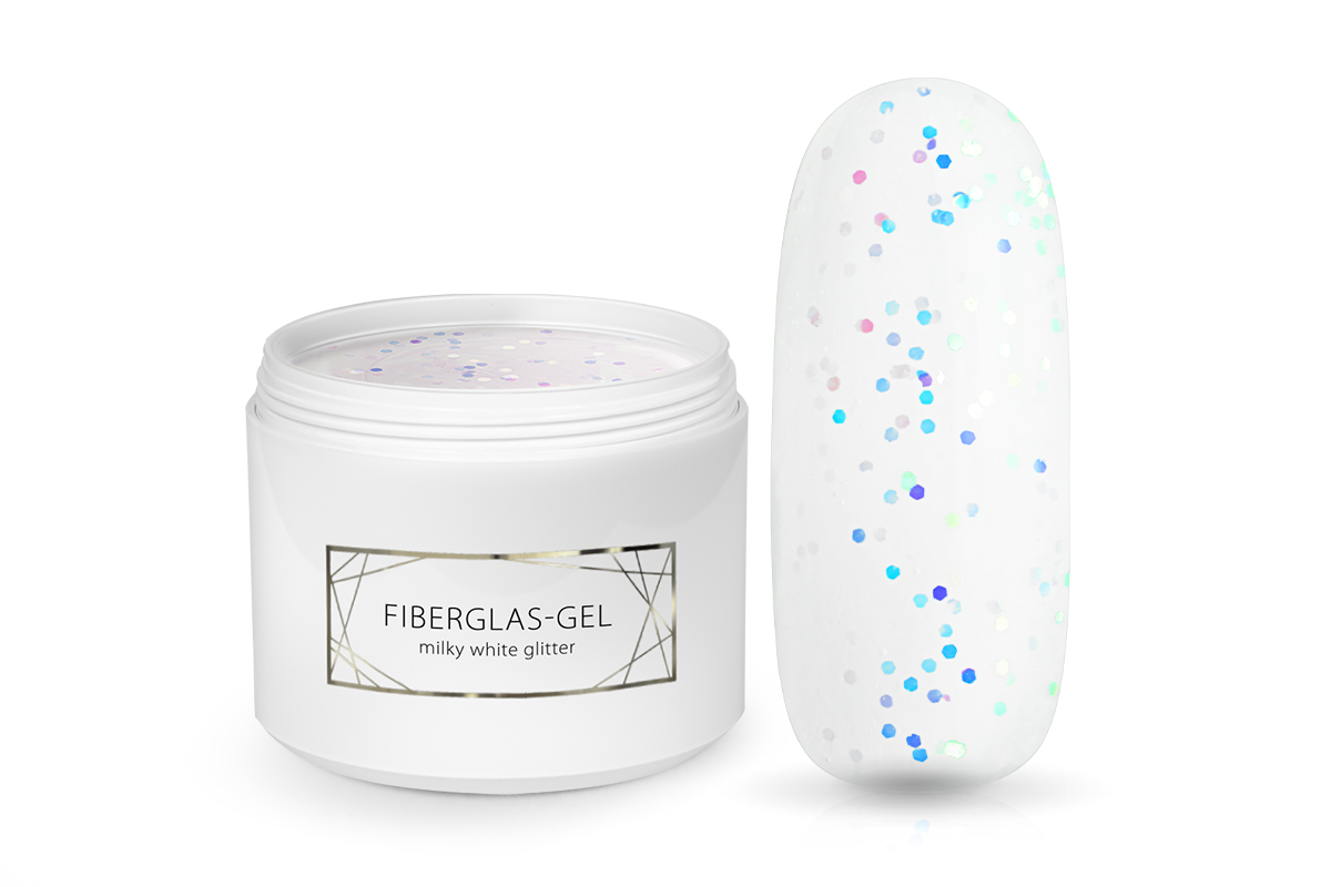 Jolifin LAVENI PRO - Fiberglas-Gel milky white Glitter 250ml