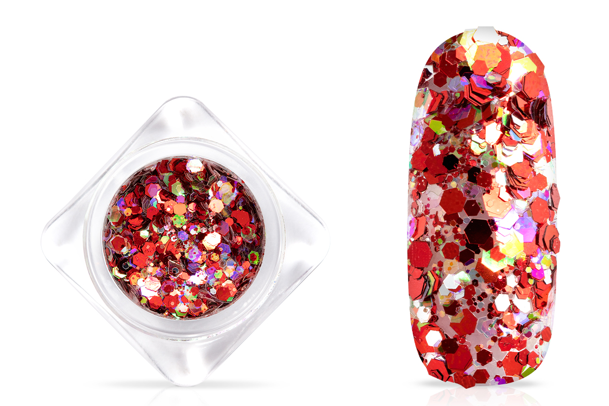 Jolifin Hexagon Glitter - cherry red