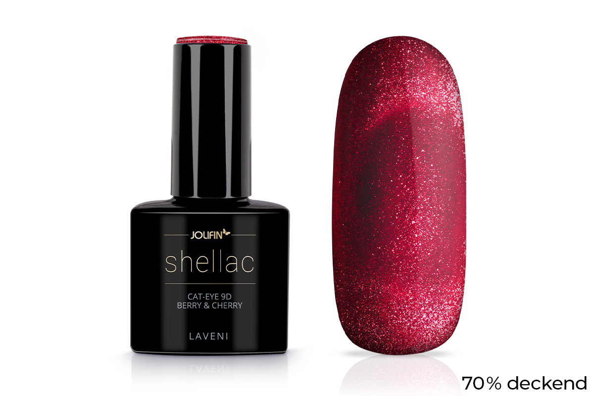 Jolifin LAVENI Shellac - Cat-Eye 9D berry & cherry 10ml