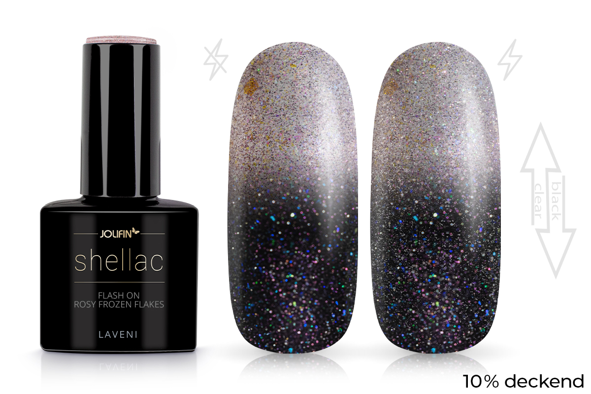  Jolifin LAVENI Shellac - FlashOn rosy frozen Flakes 10ml