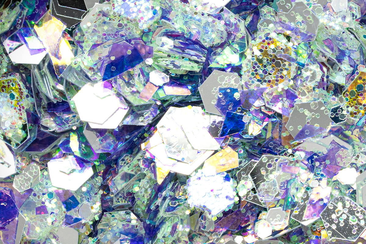 Jolifin LAVENI Hexagon Glitter - Aurora silver-plum
