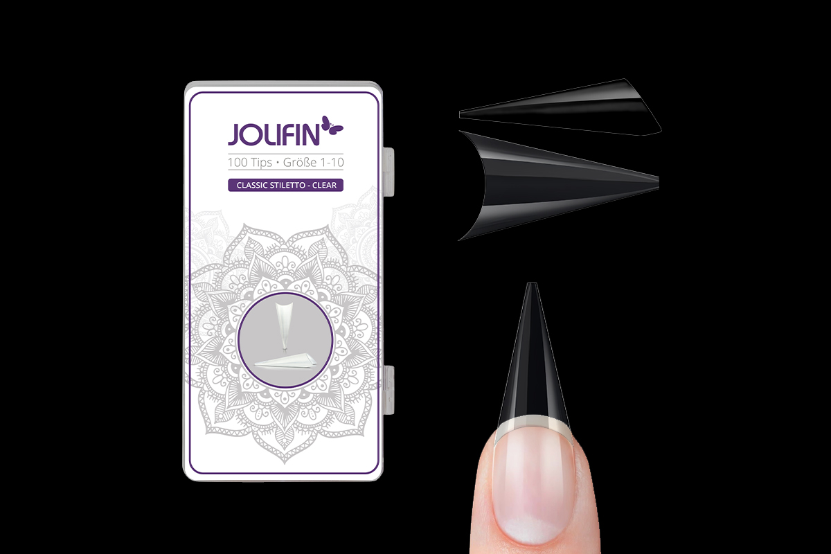 Jolifin 100er Tipbox - classic Stiletto clear
