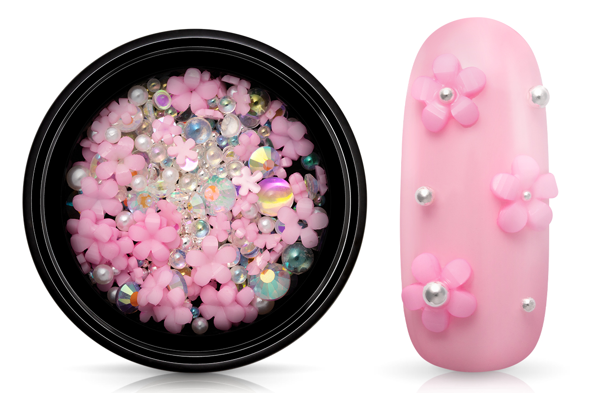 Jolifin Overlay & Perlen Mix - rosa Blumen