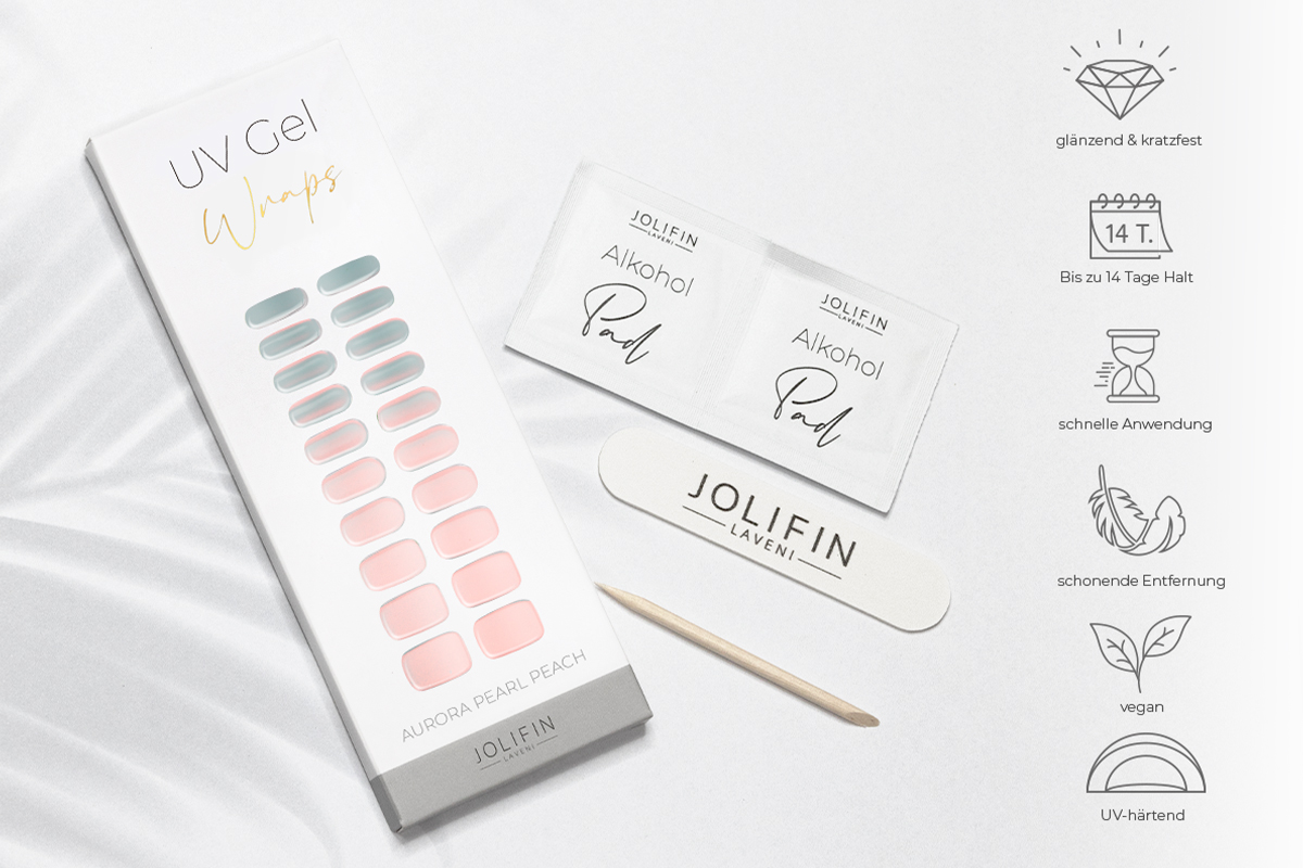 Jolifin LAVENI UV Gel-Wraps - aurora pearl peach