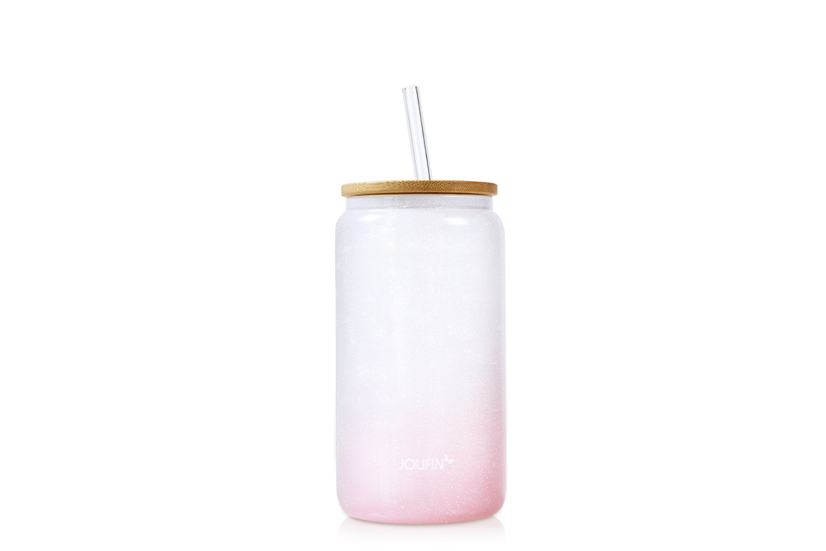 Jolifin Trinkglas mit Strohhalm - 470ml