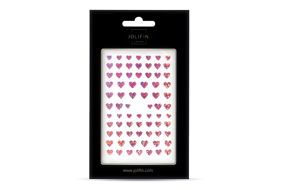 Jolifin LAVENI Sticker - Hearts rosé hologramm