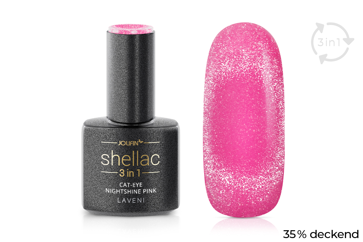 Jolifin LAVENI 3in1 Shellac - Cat-Eye Nightshine pink 10ml