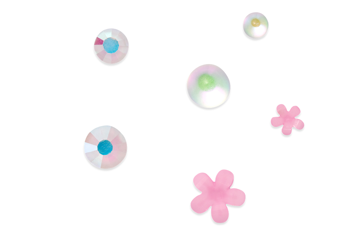 Jolifin Overlay & Perlen Mix - rosa Blumen
