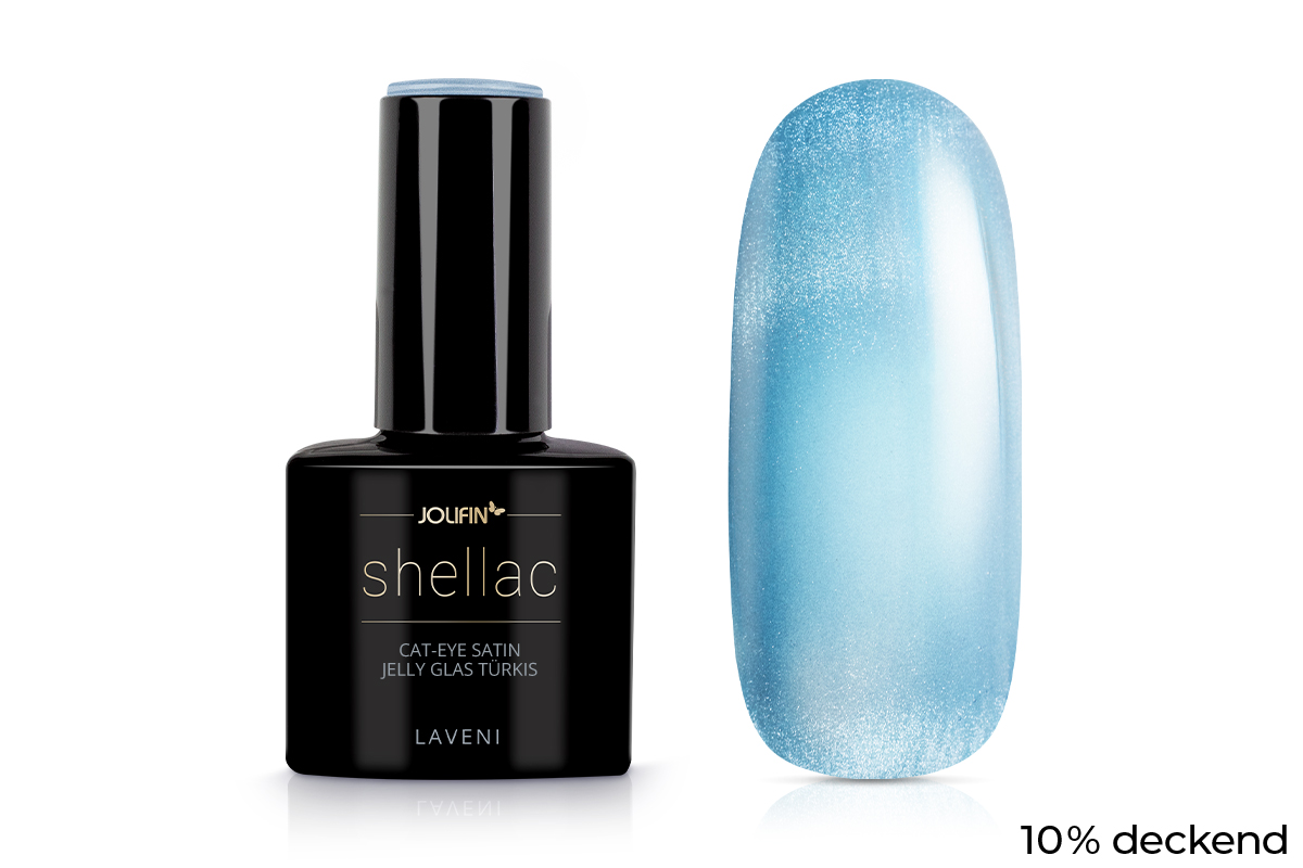Jolifin LAVENI Shellac - Cat-Eye Satin Jelly Glas türkis 10ml